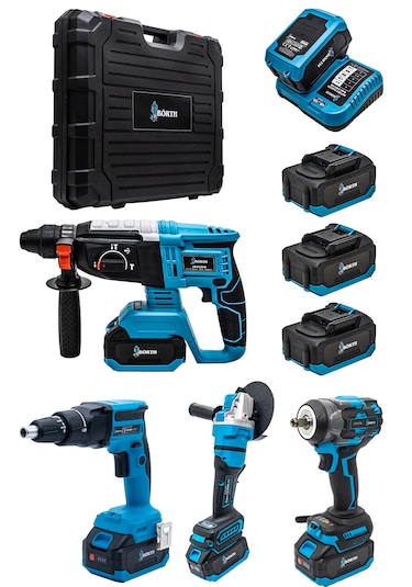 Börth BRTH0008 Hilti + Taşlama + Somun Sıkma + Vidalama Akülü 4'lü Set