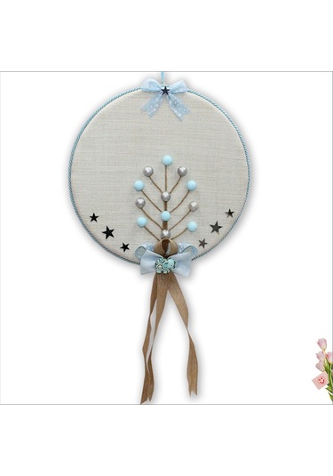 Süslebabypartystore Fil Temalı Ahşap Pano 35Cm Kapı Süsü - Mavi