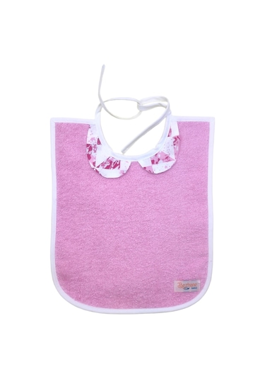 Bezhane %100 Pamuk Beyaz Biyeli - Pembe Mama Önlüğü Pembe