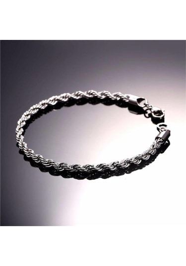 Ince Burgulu Erkek Çelik Bileklik Gümüş Renk Çok Renkli