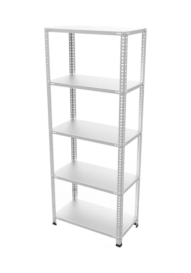 Çelikrafburada 5 Katlı Çelik Galvaniz Arşiv Rafı Depo Rafı Kiler Rafı 31x75x150 Dx51 Kalite Gümüş