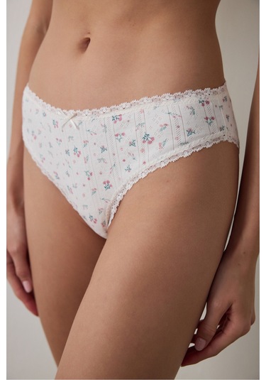Penti Ekru Pointel Printed Slip Külot
