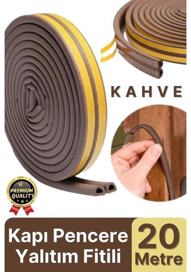 Güçlü Kendinden Yapışkanlı Kapı Pencere Soğuk Hava Geçirmez Yalıtım İzolasyon Kahve Fitil 20 Metre Diğer