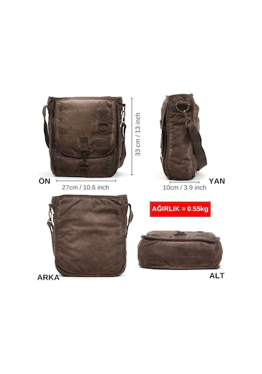 Oldcottoncargo Old Cotton 8184 Salaş Kanvas Omuz Postacı Laptop Okul Çantası Kahverengi