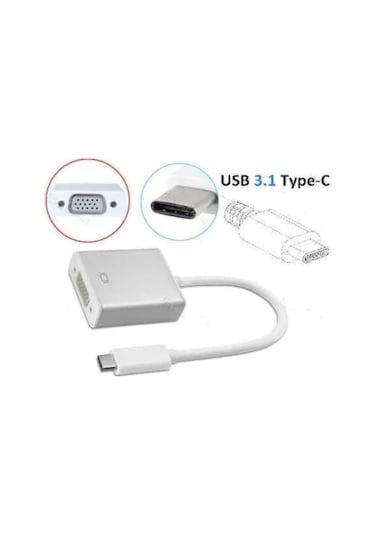 4694 Usb 3.1 Type-C To Vga Adaptör Çevirici Dönüştürücü Apple Uyumlu MacBook