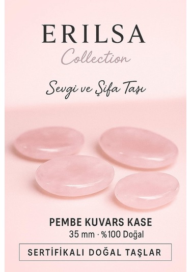 Sertifikalı Pembe Kuvars Doğal Taş Kase 35 Mm Sevgi Ve Şifa Taşı