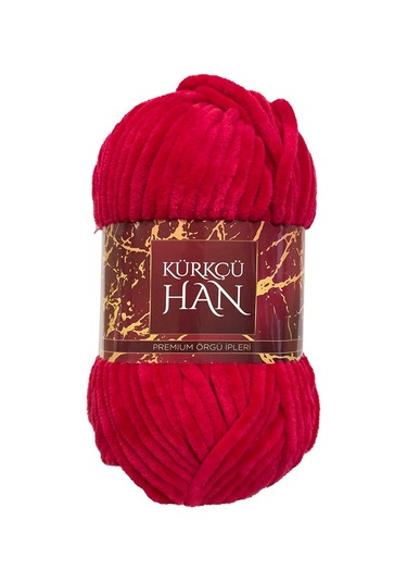 Kürkçü Han Kadife 100gr 95mt Örgü İpi Koyu Karmen Pembe