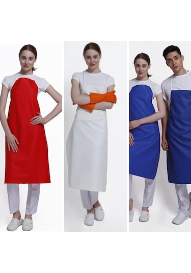 Onurteks Muşamba Askılı Önlük 100 Cm Pvc Su Geçirmez Kasap Bulaşık Önlüğü Beyaz, Mavi