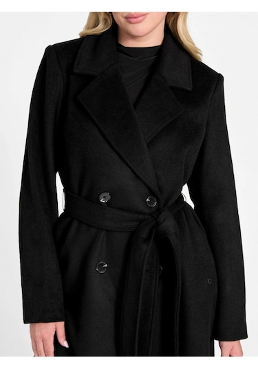 Guess Lorenza Kadın Siyah Yün Karışımlı Kaban W5bl21wgvr2-jblk Siyah