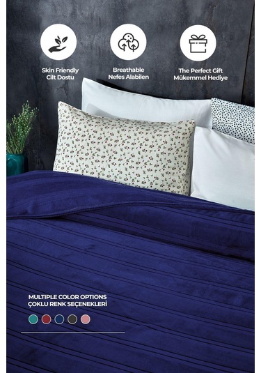 Evlen Home Collection Mayer Supersoft Yumuşak Tek Kişilik Battaniye Yatak Örtüsü 150x230 Cm Koyu Mavi Lacivert Koyu Mavi