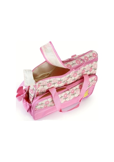 Dashanshop 5li Set Pembe Anne Çantası Büyük Boy Omuz Askılı Bebek Bez Çantası Ayı Baskılı A.Mor