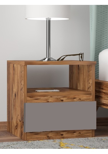 Umut Komodin Antrasit Gri - Atlantik Çam 45 Cm 1 Çekmeceli