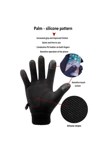 Pazly Kışlık Dokunmatik Eldiven - Sıcak Koşu, Bisiklet, Sürüş Eldiveni Erkek/kadın Boyut M