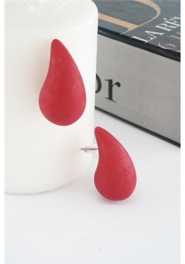 Kadın Vip Seri Su Damlası Model Küpe Kırmızı