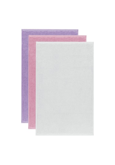 3 Lü Renkli El Yüz Havlu Seti %100 Pamuklu Natural Harmony Mor