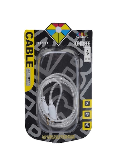 Ekılıf - Aux Kablo Transparan Jacklı Aux 1m - Beyaz - T11717 Beyaz