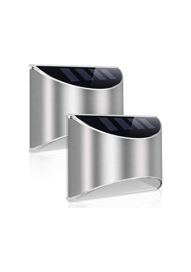 Güneş Enerjili Dış Mekan Işıkları 2'li Paket Led Güneş Enerjili Lamba Kablosuz Aydınlatma Su Geçirmez Duvar Lambası Bahçe, Teras, Bahçe İçin