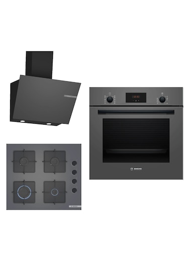 Bosch HBF512BH1T-POP6C9P30O-DWK66PJ70T Ankastre Gri 3 Lü Set 308