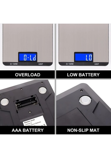 Xuweiwei 1 Adet Paslanmaz Çelik Gümüş Rengi Mutfak Terazisi Hassas Gram Ölçüm Gümüşi