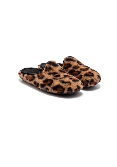 Twigy Leopar Kadın Peluş Ev Terliği Siyah 37/41 623026