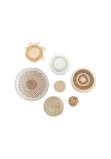 Moveevo Doğal Malzeme El Dokuma Bohem Dekoratif Duvar Sepeti Seti - 9 Parça, Ev Dekoru Odalar İçin Zengin Kültürel Estetik