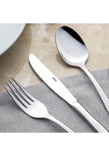 Nehir Sahra 12 Adet Sade Tatlı Bıçak Gri