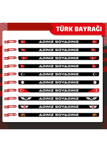 Türk Bayraklı, 2 Adet Premium Uv Baskılı Kişiye Özel Plakalıkhane