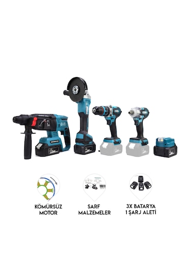 Chelikbei MK350 Akülü Vidalama Seti 5'li Mavi