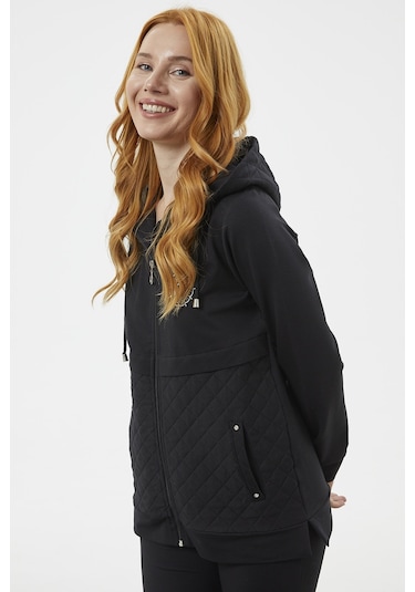 Kapüşonlu Kapitone Detaylı Eşofman Takım - Siyah 001