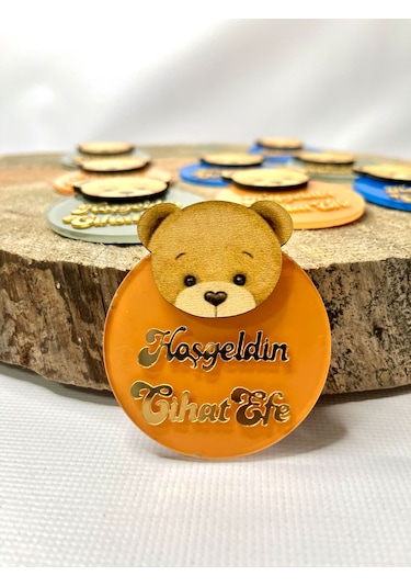 Mr. Home Ayıcıklı Pleksili Magnet-uv Baskılı Doğum Hatırası Magnet