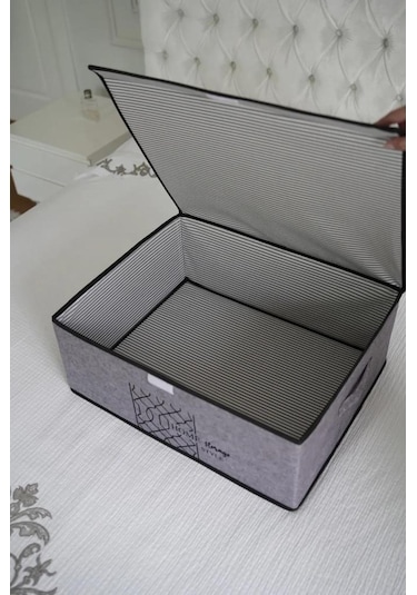 Flosoft 3 Adet Keçe Kapaklı Baza Hurcu, Çok Amaçlı Düzenleyici Organizer 50x40x19 Cm Gri