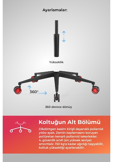 Metta Samurai Red Ergonomik Fileli Ve Deri Oyuncu / Ofis Koltuğu - 2e2.3.7.f Çok Renkli