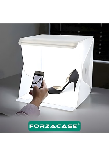 Forzacase FC629 Profesyonel Işıklı Ürün Fotoğraf Çekim Standı 20x20 Cm