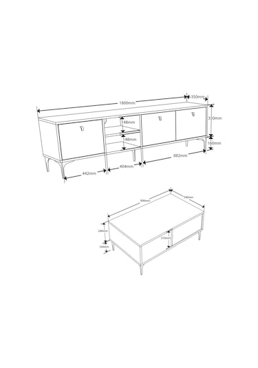 Set 1364-2092 Vision Tv Ünitesi - Orta Sehpa Seti Sepet - Yunus