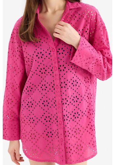 DeFacto Regular Fit Pamuklu Brode Plaj Gömleği-Fall in Love C0506AX25SMPN615