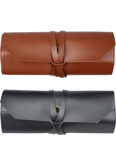 Çok Fonksiyonlu Deri Alet Rulo Çanta Taşınabilir Bakım Ağaç İşleme Elektrikçi Çantası Vida Anahtarı Depolama Donanım Alet Çantası Siyah