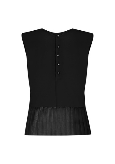 Kadın Inci Düğme Detaylı Peplum Bluz Frn1102 Siyah