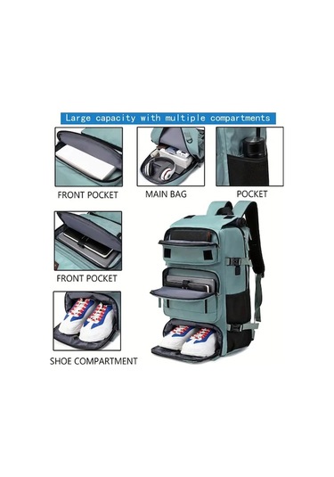 Pazly 50 Litre Siyah Unisex Seyahat Kamp Sirta Cantasi Ayakkabı, Usb Şarj, Ayarlanabilir Omuz Askısı, Genis Kapasiteli, Bolmeli, Polyester Siyah