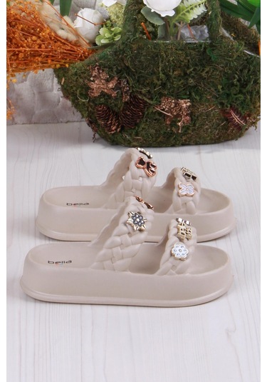 Fort Bella E423 Plaj Deniz Havuz Terliği Hafif Rahat Esnek Kız Çocuk Terlik Bej