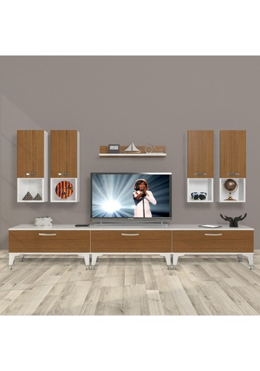 Decoraktiv Eko 8da Mdf Silver Tv Ünitesi Tv Sehpası Beyaz - Ceviz
