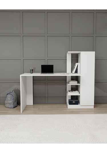 Arnetti Dolaplı Çalışma Masası Yağız Beyaz