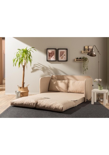 Pafu Saga Xl İkili Katlanır Yataklı Koltuk Keten Krem