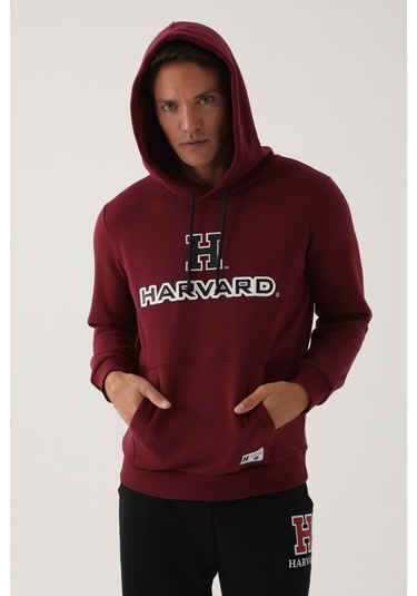 Harvard Koyu Kızıl Kahve Erkek Sweatshirt Bordo