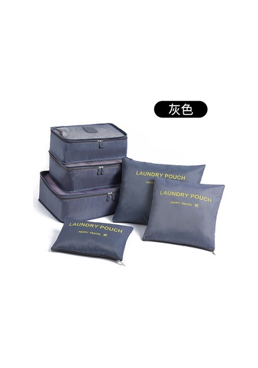 Mufunye Fabrika Satışı Oxford Kumaş 6 Parçalı Seyahat Seti - Takım Elbise Ve İç Çamaşırı Organizasyon Çantası Gri Gri