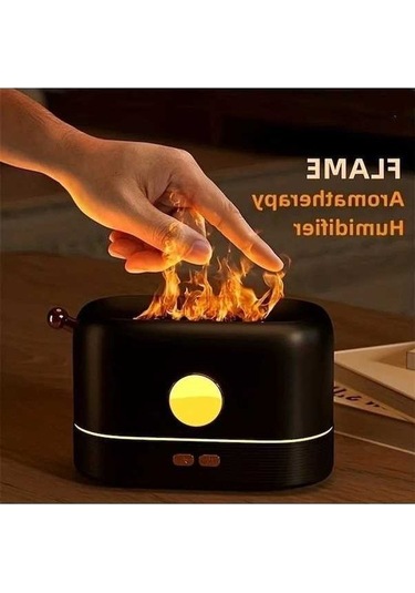 Pazly Taşınabilir Mist Üç Boyutlu Renk Değişen Usb Led Yangın Alev Aromalı Uçucu Yağ - Siyah İspanya/kırmızı, 1.0 Ahşap Yeşil