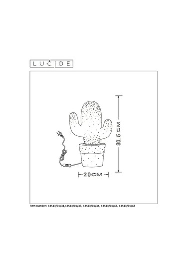 Lucide Kaktüs Masa Lambası 20cm Gül Diğer