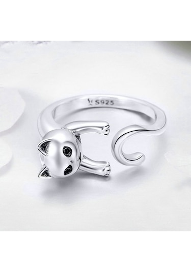Fastbuy 925 Ayarlı Gümüş Kedisi Zırcon Aksesuarlı Çok Renkli Naive Yüzük Çok Renkli