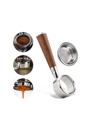 Bloomnest 58mm 2 Kulaklı Dipsiz Çıplak Portafilter Ahşap Saplı Gaggia Classic Espresso Baby İçin