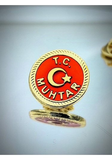 Yörük Tasarım Muhtar Altın Kaplama Mine Boyalı Yaka Rozeti