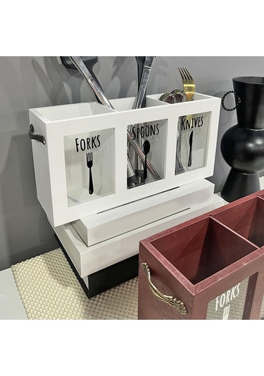 Suntek Mutfak Eşyası Tutucu Modern Çatal Bıçak Takımı Kırmızı